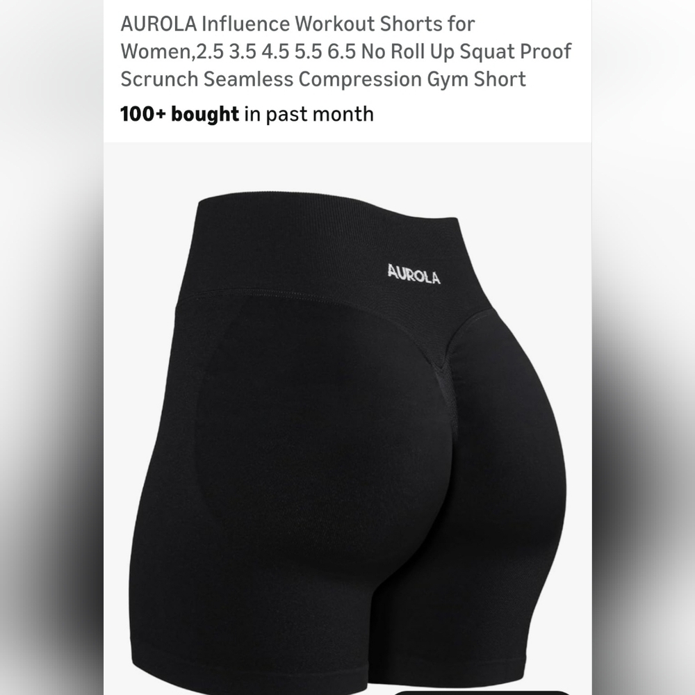 Women's Black Seamless Workout Shorts - High Waist Compression. W-58